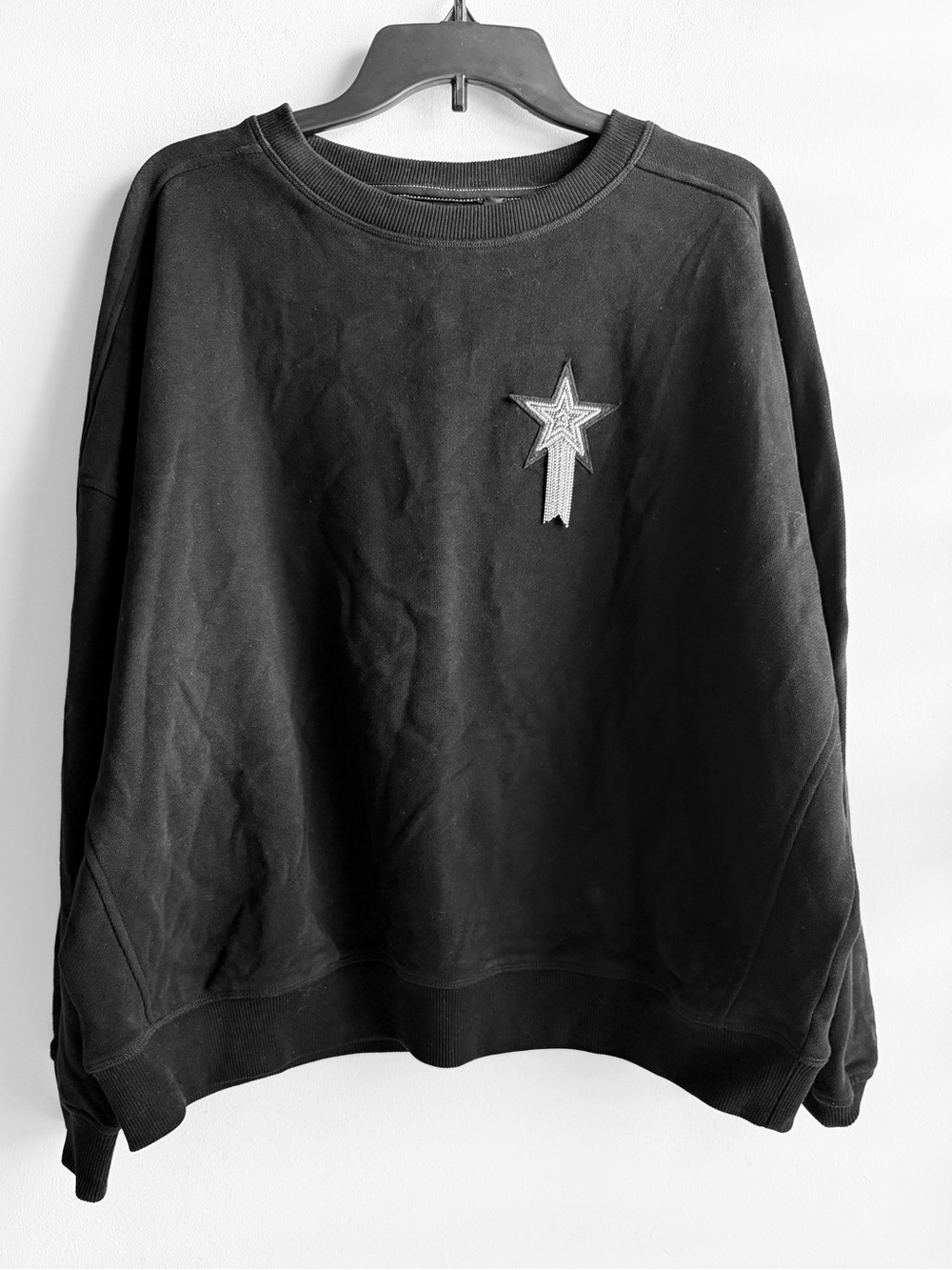 BOSS Orange Women's Black Star Studded Logo Sweatshirt Size Large